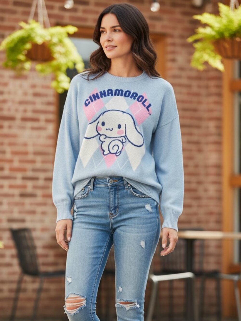 Sanrio Cinnamoroll Knit Sweater L Kawaii Blue
